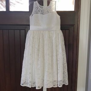 Posh Peanut ivory lace flower girl dress